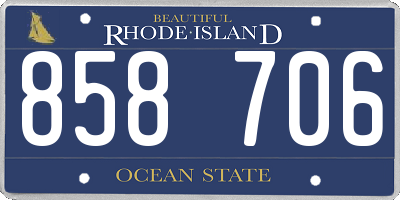 RI license plate 858706