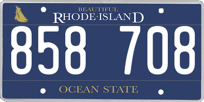 RI license plate 858708