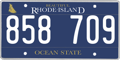 RI license plate 858709