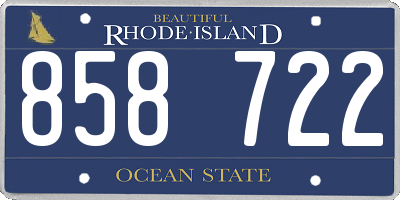 RI license plate 858722