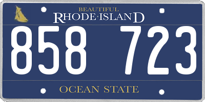 RI license plate 858723