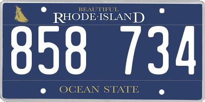 RI license plate 858734