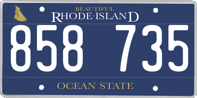 RI license plate 858735