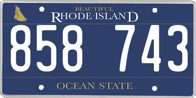 RI license plate 858743