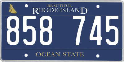 RI license plate 858745