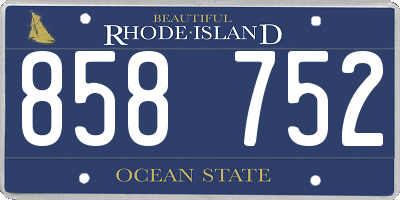 RI license plate 858752
