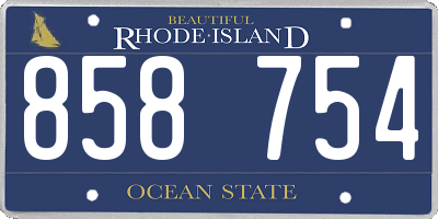 RI license plate 858754