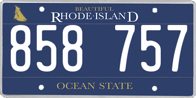 RI license plate 858757