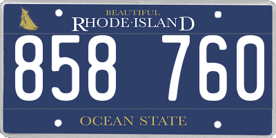 RI license plate 858760