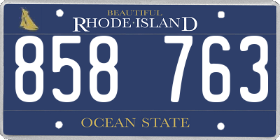 RI license plate 858763
