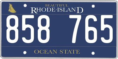 RI license plate 858765