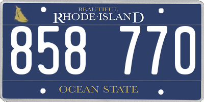 RI license plate 858770