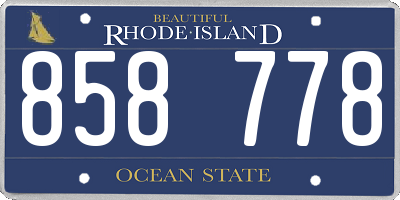 RI license plate 858778