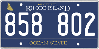 RI license plate 858802