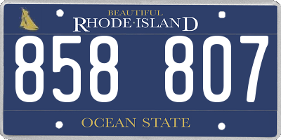 RI license plate 858807