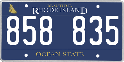RI license plate 858835