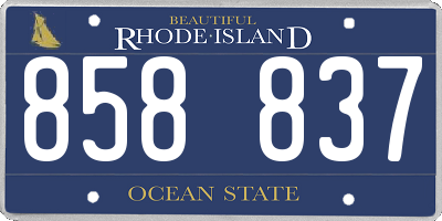 RI license plate 858837