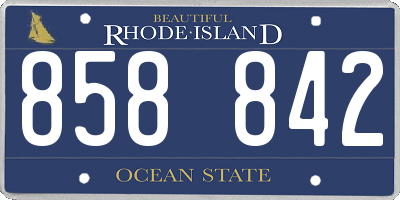 RI license plate 858842