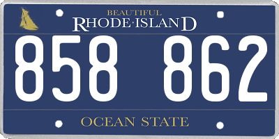 RI license plate 858862