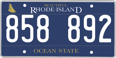 RI license plate 858892