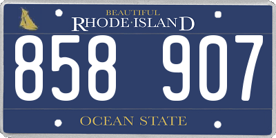 RI license plate 858907