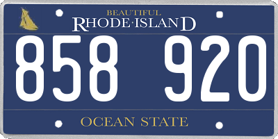 RI license plate 858920