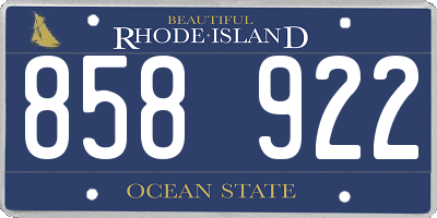 RI license plate 858922
