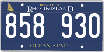 RI license plate 858930