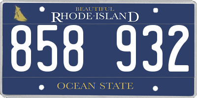 RI license plate 858932