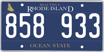 RI license plate 858933