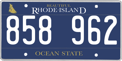 RI license plate 858962