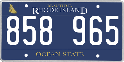 RI license plate 858965