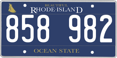 RI license plate 858982