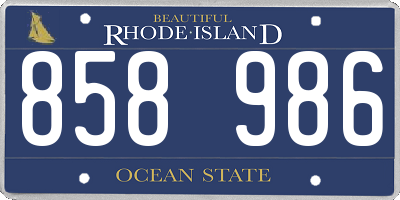 RI license plate 858986