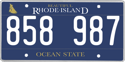 RI license plate 858987