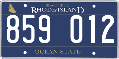 RI license plate 859012