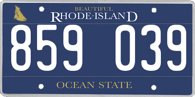 RI license plate 859039