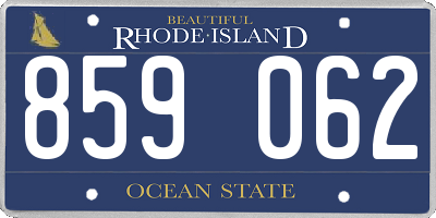 RI license plate 859062