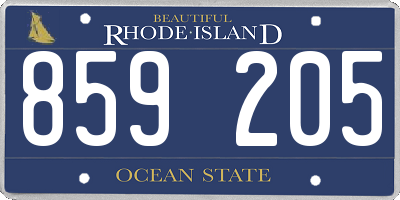 RI license plate 859205