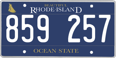 RI license plate 859257