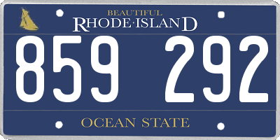 RI license plate 859292