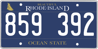 RI license plate 859392