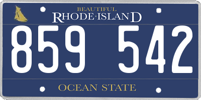 RI license plate 859542