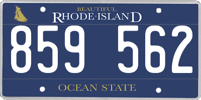 RI license plate 859562