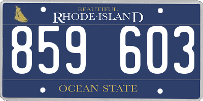 RI license plate 859603