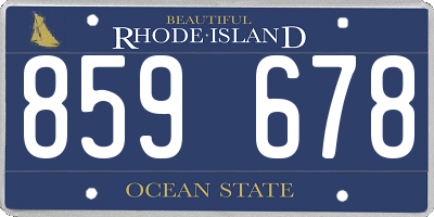RI license plate 859678