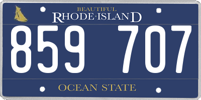 RI license plate 859707
