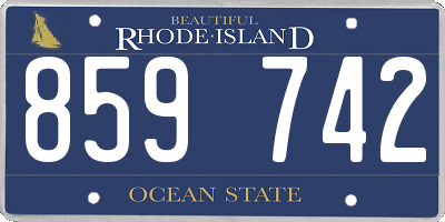 RI license plate 859742