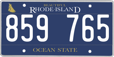 RI license plate 859765