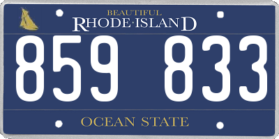 RI license plate 859833